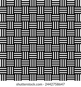 Geometric seamless pattern.Black lattice line repeat pattern on white background.Abstract vector background wallpaper.