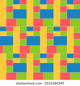 Geometric seamless pattern.Colorful square shapes repeat pattern.Abstract vector graphic illustration background.