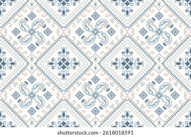 Geometric seamless pattern,Geometric ethnic floral seamless pattern,Geometric flower embroidery,floral cross stitch seamless,abstract background.design for textile,fabric,clothing,decoration,print.