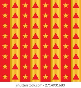 Patrón geométrico sin fisuras. Estrella dorada y patrón de repetición de triángulo rojo. Fondo de pantalla de Vector gráfico Abstractas.