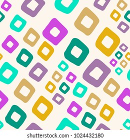 Geometric seamless patternin retro memphis style, fashion 80s - 90s. Seamless hipster background with abstract geometric figures. Memphis style for fashion, cloth, textile. Simple pattern. 