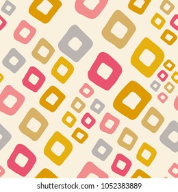 Geometric seamless patternin retro memphis style, fashion 80s - 90s. Seamless hipster background with abstract geometric figures. Memphis style for fashion, cloth, textile. Simple pattern. 