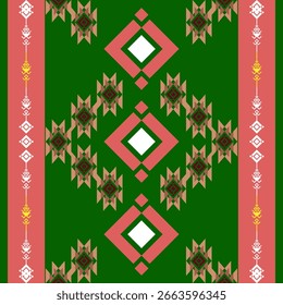 geometrisches nahtloses Muster. Indianerisches Stammesgewebe. Geeignet für Textilien, Teppiche, Karten, Fliesen, Bilderbücher, arabische Muster, Diwali.boho indische Ornament Design Illustration für gewebten Stoffdruck
