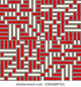 geometric seamless pattern,red and beige color, mid-century modern,