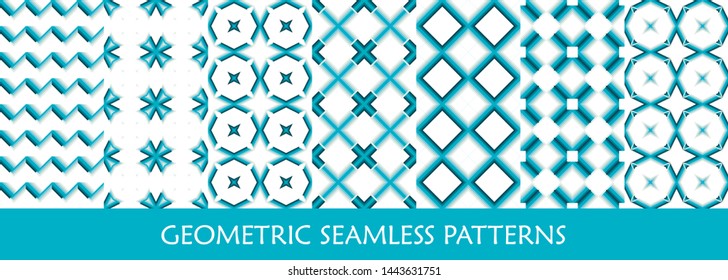 Geometric seamless patterns. Abstract trendy backgrounds. Vector modern design textures for textile, surface, paper, decor design.