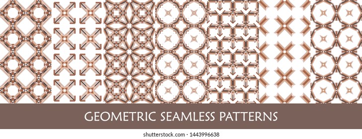 Geometric seamless patterns. Abstract trendy backgrounds for textile, surface, decor design. Vector modern design textures, ornaments.