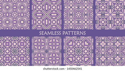 Geometric seamless patterns. Abstract trendy backgrounds. Vector modern design textures for textile, surface, decor design.
