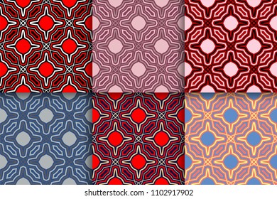 Geometric seamless patterns. Collection of colored backgrounds for textile, fabrics or wallpapers