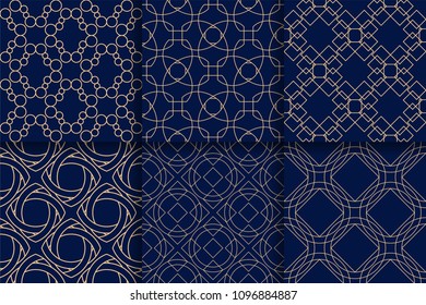 Geometric seamless patterns. Collection yellow and blue backgrounds for textile, fabrics or wallpapers