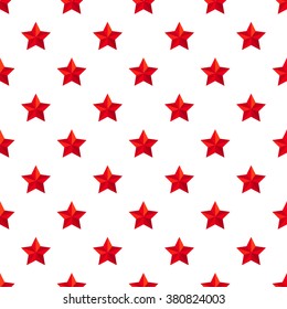 Geometric seamless patterns for congratulations to 23 february with five-pointed red star on the white background.