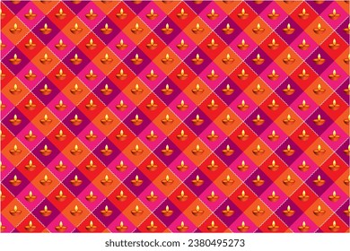 Patrones geométricos sin soldadura de lámparas Diwali. Diseño de vector abstracto para el fondo. Ideales para tarjetas de diseño, tarjetas de invitación, papel pintado, papel de envoltura, suelos o baldosas de pared.