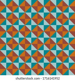 Geometric seamless patterns oranges and teals. Abstract contemporary modern trendy vector illustration.