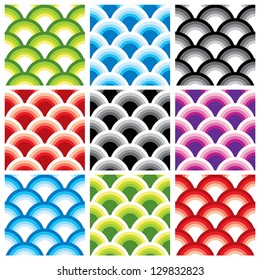 Geometric seamless patterns, retro style vector background.