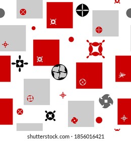 Patrones geométricos sin soldadura con rombos, cuadrados, círculos y diferentes formas complejas. La textura sin fin puede ser para papel de pared, patrones de relleno, fondo de página web, texturas superficiales.