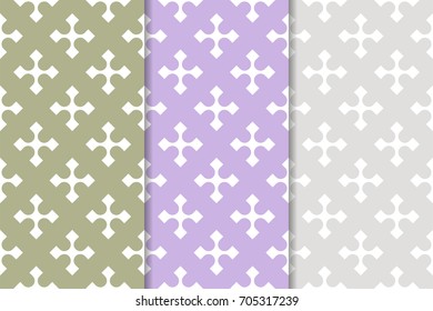 Geometric seamless patterns. Set of colored backgrounds for wallpapers and fabrics