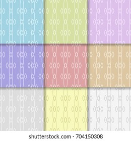 Geometric seamless patterns. Set of multi colored backgrounds for wallpapers and fabrics