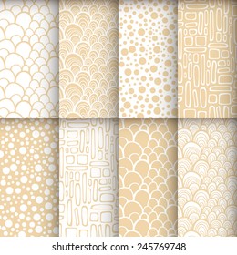 Geometric seamless patterns set. Neutral backgrounds. Vector illustration