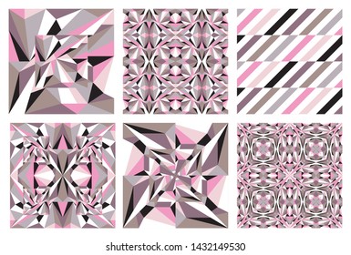 Geometric seamless patterns. Shawl, scarf design templates. Abstract trendy backgrounds for textile, fabric textures. Vector modern design ornaments.