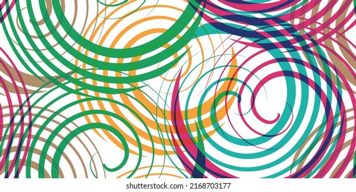 Geometric seamless patterns vector type. Colorful spiral lines texture for fashion style, fabric, textile, and prints.