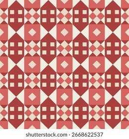 Geométrica sem emenda vermelho e creme padrão decorativo tecido de fundo Design