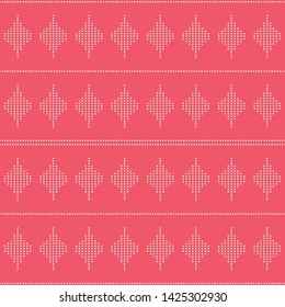 Geometric seamless repeat of diamond shapes made with dots. Vector design background.