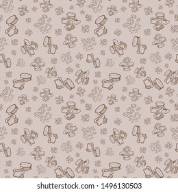 Geometric seamless repeat pattern. Vector illustration of stylized sheep ankle bones in tan, taupe and cream. Mongolian traditional good luck charm motifs.