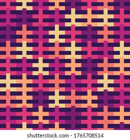 Geometric seamless repeating pattern of grid on violet background