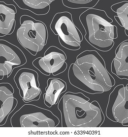  Geometric seamless repetitive vector curvy circles pattern texture background. Vector graphic illustration template.Black and white