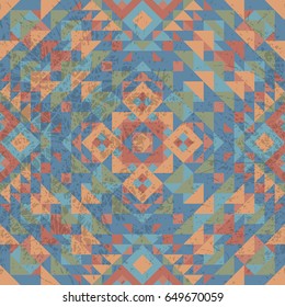 Geometric seamless retro pattern, ethnic vintage, vector background.