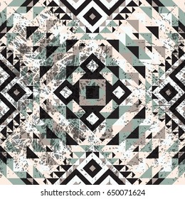 Geometric seamless retro pattern, ethnic vintage, vector background.