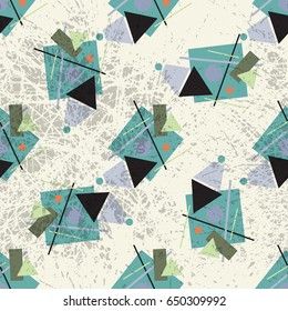 Geometric seamless retro pattern of wind revolution, vector vintage background.