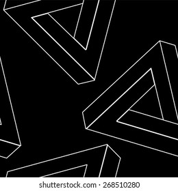 Geometric seamless simple monochrome minimalistic pattern of impossible shapes, rectangles, triangles
