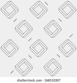 Geometric seamless simple monochrome minimalistic pattern of impossible shapes, rectangles, triangles