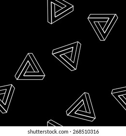 Geometric seamless simple monochrome minimalistic pattern of impossible shapes, rectangles, triangles