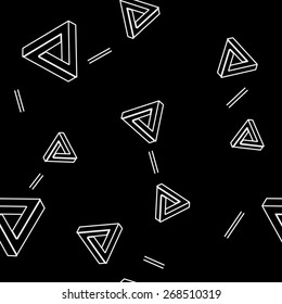 Geometric seamless simple monochrome minimalistic pattern of impossible shapes, rectangles, triangles