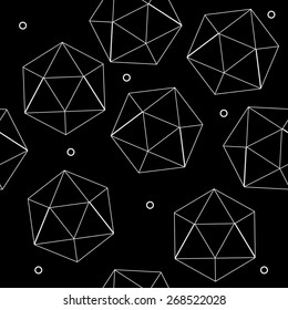 Geometric seamless simple monochrome minimalistic pattern of hexagon or icosahedron  shapes