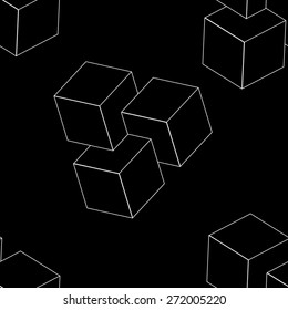 Geometric, seamless, simple, monochrome, minimalistic, pattern of impossible cube shapes