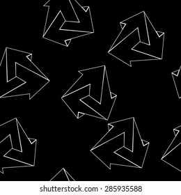 Geometric seamless simple monochrome minimalistic pattern of impossible shapes