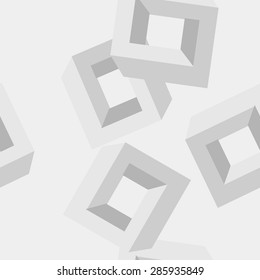 Geometric seamless simple monochrome minimalistic pattern of impossible shapes