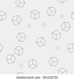 Geometric, Seamless, Simple, Monochrome, Minimalistic, Pattern, Of, Cube, Shapes