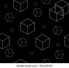 Geometric, seamless, simple, monochrome, minimalistic, pattern, of, cube, shapes