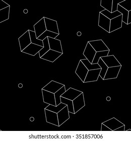 Geometric, seamless, simple, monochrome, minimalistic, pattern of impossible cube shapes
