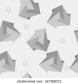 Geometric seamless simple monochrome minimalistic pattern of impossible shapes