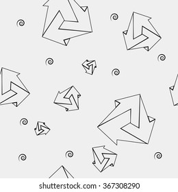Geometric seamless simple monochrome minimalistic pattern of impossible shapes