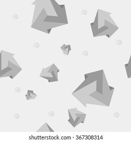 Geometric seamless simple monochrome minimalistic pattern of impossible shapes