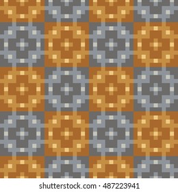 Geometric seamless stitching checkered pattern. Pixel art. Vector illustration