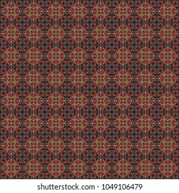Geometric seamless surface pattern design with retro brown, blue and red colors rhombuses ornament. Grid digital paper, textile print, design. Vector repeated shapes and lines seamless background.
