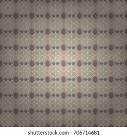 Geometric seamless surface pattern design with retro brown, yellow and beige colors rhombuses ornament. Grid digital paper, textile print, design. Vector repeated shapes and lines seamless background.