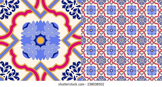 Geometric seamless texture. This design is typically used in traditional Sicilian majolica decoration.