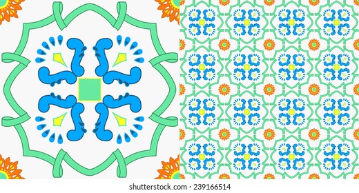 Geometric seamless texture. This design is typically used in traditional Italian majolica decoration.